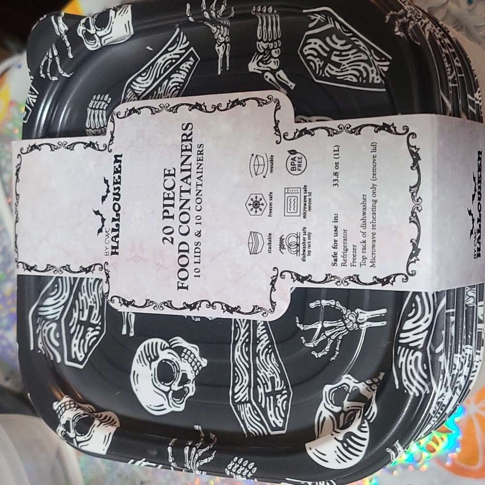 Spooky Skull & Coffin Halloween Meal Prep Storage Containers 20piece by CWC